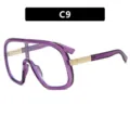 Occhiali da sole aviatore viola oversize con stanghette dorate, modello variante SKU C9 - C9-Montatura Viola Traslucido Lenti Chiare