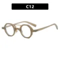 Stylish punk irregular round sunglasses with semi-transparent brown frame for women C12 - Clear Lens (C12)