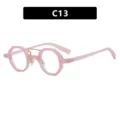 Stylish pink irregular round frame sunglasses for women, trendy hip-hop punk eyewear model C13 - Clear Lens (C13)