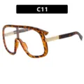 Occhiali da sole aviator oversize leopardati con dettagli in oro sulle aste per donna - C11-Montatura Leopardo Lenti Chiare