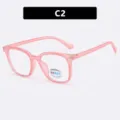 Rosa quadratische photochrome Blaulicht-Brille für Kinder Modellvariante C2 - Hellrosa