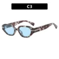 Gafas de sol de montura pequeña irregular con estampado de camuflaje y lentes azules - Estilo de Marco Pequeño Irregular (C3) / Carey Azul