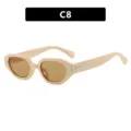 Beige irregular small frame sunglasses with brown lenses and silver accents, variant C8 - Off White Light Tea