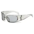 Gafas de sol deportivas Y2K de moda con montura gris transparente y lentes grises - Estilo Irregular (2280) / Gris Transparente Gris Claro
