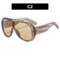 Oversized-Schild-Sonnenbrille mit braunem Musterrahmen und gelben Gläsern, Stil C2 - C2-Grau Gestreift Grautee