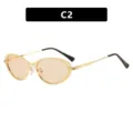Lunettes de soleil ovales rétro avec monture dorée et verres ambrés au style chic - Monture Dorée Verre Thé Clair