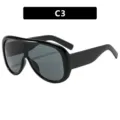 C3 schwarze einteilige Oversize-Sonnenbrille für modischen Sonnenschutz im Trend - C3-Glänzend Schwarz Graue Gläser