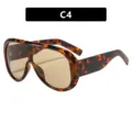 Elegante übergroße Sonnenbrille mit Schildpatt-Rahmen und braunen Gläsern, SKU C4 - C4-Schildpatt Grautee