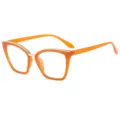Oranger Katzenauge Blaulicht Brillenrahmen schicke Retro Optikbrille fuer Damen Alltag - C3 - Oranger Rahmen mit weißen Gläsern