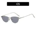 Gafas de sol retro cat-eye con montura metálica mujer lentes grises variante C5 - Montura Plateada Lentes Gris Claro (C5)