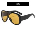 Übergroße Wickel-Sonnenbrille mit schwarzem Rahmen und gelben Gläsern, Modell C5 - C5-Glänzend Schwarz Rahmen Teefarbene Linse