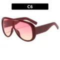 Modische weinrote Oversize-Visier-Sonnenbrille mit pinkfarbenem Verlaufsglas - C6-burgundy double red