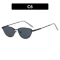 Gafas de sol retro de ojo de gato con montura metálica y lentes oscuras variante C6 mujer - Montura Negra Lentes Grises (C6)