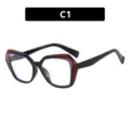 Modische dreifarbige sechseckige Anti-Blaulicht-Brillenfassung im C1-Farbblock - C1-red coffee black
