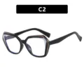 Schicker polygonaler Brillenrahmen mit Farblock in Schwarz, Blau und Braun, Variante C2 - C2-coffee white black