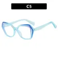 Modisches achteckiges Brillengestell in Hellblau mit dunkelblauem Kontrastdesign - C5 - left/right blue-purple transparent blue