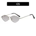 Polygon metal frame small sunglasses for women with grey gradient lenses color C5 - C5