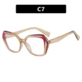 Modische braun-rote polygonale Brille mit Blaulichtfilter und Color-Blocking-Design - C7 - left & right purple rose red transparent champagne
