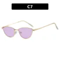 Elegantes gafas de sol retro ojo de gato con montura dorada y lentes color violeta - Montura Dorada Lentes Púrpura (C7)