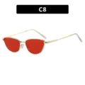Gafas de sol retro de ojo de gato de metal con lentes rojas y montura dorada - Montura Dorada Lentes Rojos (C8)
