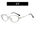 Lunettes minimalistes à monture métallique ovale argentée, embouts noirs, code C7 - Monture Argentée Verres Transparents