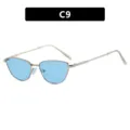 Gafas de sol ojo de gato vintage con montura plateada y lentes azules, color C9 - Montura Plateada Lentes Azules (C9)