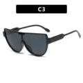 Occhiali da sole aviator neri oversize con design a parte superiore piatta per donna - Come mostrato / Glossy Black Gray Lens (C3)