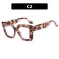 Gafas cuadradas grandes anti-luz azul con montura clásica en patrón de carey chic - Carey Lente Blanca (C2) / Estampado de leopardo