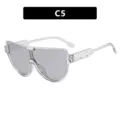 Occhiali da sole pilot scudo oversize con montatura trasparente e lenti grigie C5 - Come Mostrato / Transparent Gray Frame Light Gray Lens (C5)