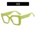 Elegante montura de gafas cuadrada de gran tamaño en un tono moderno verde lima - Verde Neón Lente Blanca (C3) / Verde Fluorescente