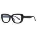 Elegantes gafas cuadradas negras con filtro de luz azul y remaches decorativos de moda - Negro Brillante Lente Transparente