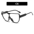 Occhiali da sole aviator neri oversize variante C6 per il trendy street style donna - Come Mostrato / Nero Lucido Lente Trasparente (C6)