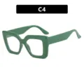 Gafas cuadradas oversize verdes con filtro de luz azul, estilo callejero C4 - Verde Hierba Lente Blanca (C4) / Verde Hierba