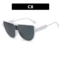 Occhiali da sole a mascherina bianchi oversize da donna con lenti sfumate grigio scuro - Come Mostrato / Bianco Solido Lente Grigia (C8)