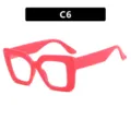 Quadratische rosa Oversized-Brillenfassungen mit Blaulichtfilter Modell SKU C6 - Rosarot Weiße Linse (C6)
