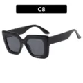 Obergroße schwarze quadratische Brille mit Blaulichtfilter-Gläsern, Modellvariante C8 - Glänzendes Schwarz Graue Linse (C8)