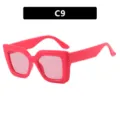 Modische Oversized-Brille mit quadratischem Rahmen in Pink, Modell C9 Farbvariante - Rosarot Rosa Linse (C9)