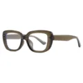 Elegant brown translucent square blue light blocking glasses with rivet hardware - Olive Green / Clear Lens