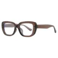Brown transparent square frame glasses with anti-blue light lenses and rice studs - Transparent Tea Clear Lens