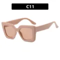 Quadratische nudefarbene übergroße Blaulichtfilter Brille Modell C11 - Khaki Tee Linse (C11)
