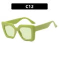 Modische grüne quadratische Brille mit großem Rahmen und Blaulichtfilter für Streetwear - Leuchtgelb Gelbe Linse (C12)
