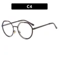 Elegant brown oversized round glasses with blue light blocking lenses model C4 - C4-Coffee Brown Frame White Lens