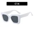 Übergroße weiße quadratische Mode-Sonnenbrille mit dunklen Gläsern, Variante C14 - Solides Weiß Graue Linse (C14)