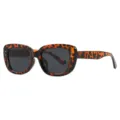 Stylish oversized tortoiseshell square frame sunglasses with elegant silver stud accents - Mixed Tortoise Gray Lens