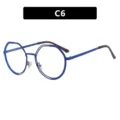 Modern blue round frame anti-blue light glasses with stylish polygonal design C6 - C6-Blue Frame White Lens