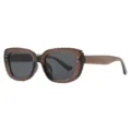 Fashionable square frame sunglasses with decorative rice studs in a tea brown finish - Tea Frame Grey Lens