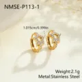 Macro view of gold-plated star hoop earrings with clear weight and size details - Star Style (NMSE-P113-1) / 18K Gold