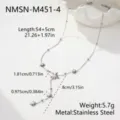 Detailed technical measurements of stainless steel eight-pointed star tassel drop necklace - Necklace Only (Silver) (NMSN-M451-4) / 18K Gold