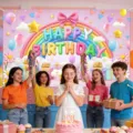 Colorful macaron rainbow happy birthday backdrop for kids party photography decoration - Macaron Rainbow (SBJ-004) / 95x75cm