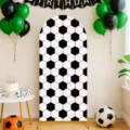 Soccer arch backdrop with black and white hexagonal football pattern for themed birthday party - Peach Skin / 50x120CM